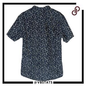 Vissla Men's‎ Floral Short Sleeve Cotton Button Down Shirt Blue White Size Large